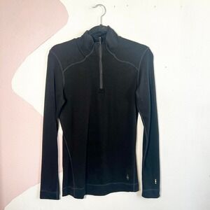 Smartwool Merino Wool 250 Base Layer 1/4 Zip Black Womens Medium